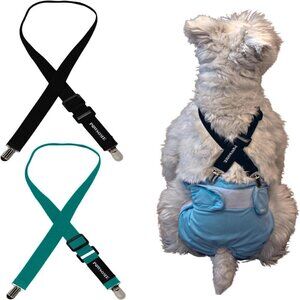 Pwsome Dog Diapers Female Adjustable Suspenders, Black & Blue (SMALL) NEW